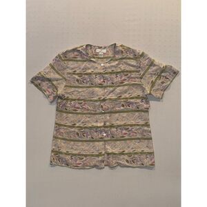 Laura Leigh LTD 100% Silk Pastel Patterned Button-Up | Size S